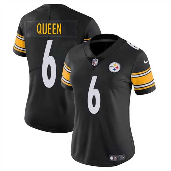Womens Pittsburgh Steelers #6 Patrick Queen Black Vapor Football Stitched Jersey Dzhi